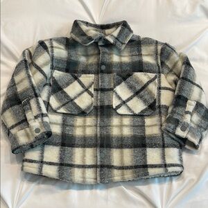 Zara Kids Plaid Button Down Jacket - Black and Cream